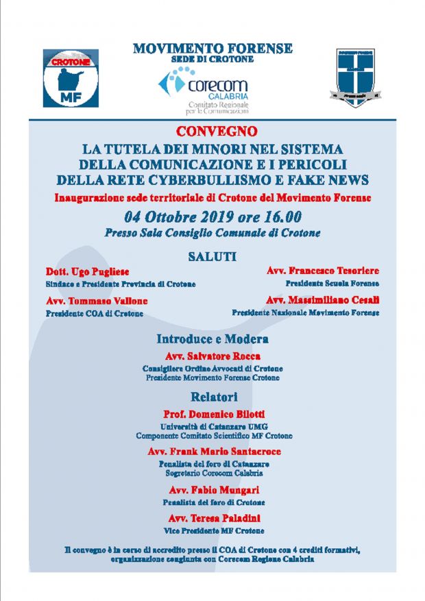 Inaugurazione della sede Territoriale di Crotone del Movimento Forense