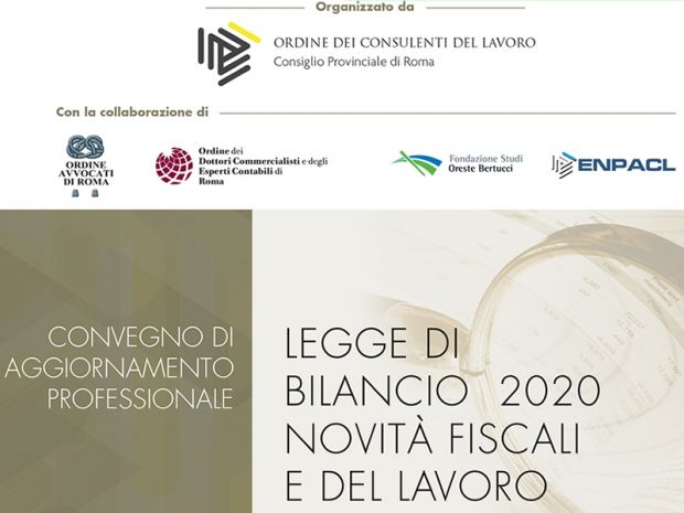 Legge di bilancio 2020 e novità fiscali e di lavoro: il convegno del 21.01 a Roma
