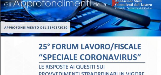 Le risposte ai quesiti del 25° Forum Lavoro/Fiscale