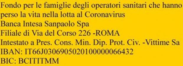 Un fondo per le famiglie degli operatori sanitari che hanno perso la vita nella lotta al Coronavirus