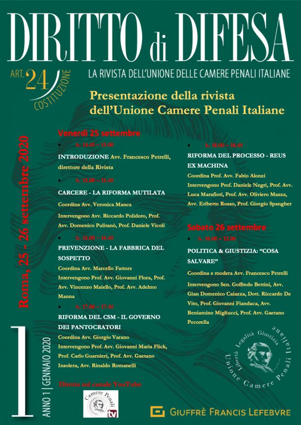 Diritto di Difesa: la presentazione della rivista dell'Unione delle Camere Penali Italiane.