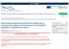 Consulenti aziendali, stop al bando Anpal Servizi