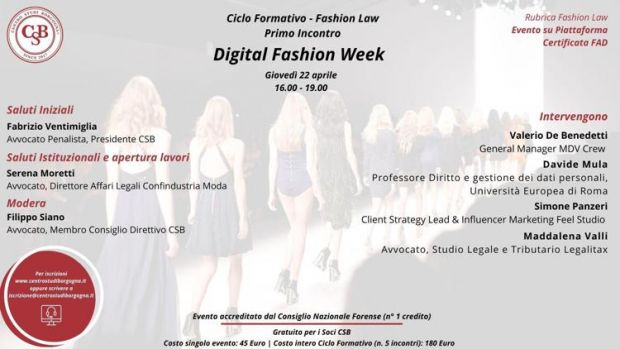 5 moduli di aggiornamento professionale sul Diritto della Moda (Fashion Law)