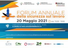 Il 20 maggio il Forum della sicurezza sul lavoro