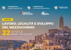 A Matera per parlare di lavoro, legalità e sviluppo del Mezzogiorno