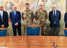 Il nuovo comandante del Genio Pontieri in visita alla Banca di Piacenza