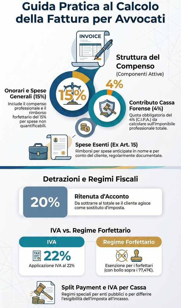 calcolo fattura e notula avvocato inversa