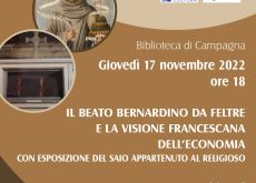 Domani alla Biblioteca di Campagna la visione dell’economia di Bernardino da Feltre