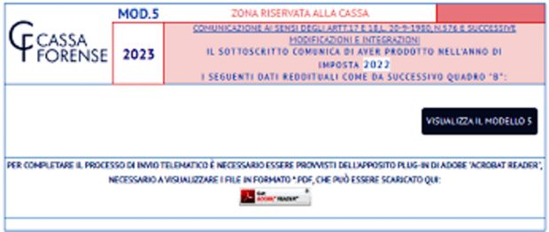Cassa Forense: online il Modello 5 per il 2023