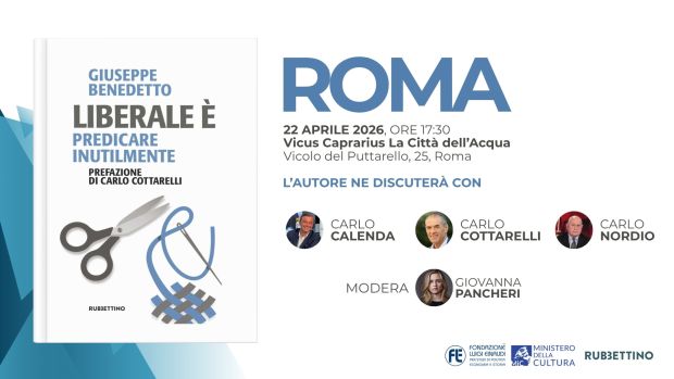 Inizia il tour del libro del Presidente Einaudi Giuseppe Benedetto.