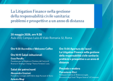Domani a Roma si parla di responsabilità medica e di Litigation Finance