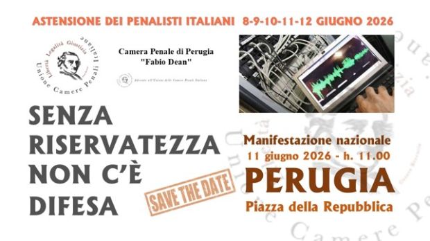 L’11 giugno mobilitazione nazionale dei penalisti italiani