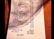 Cena da 532 euro (con caffè a 10 euro)