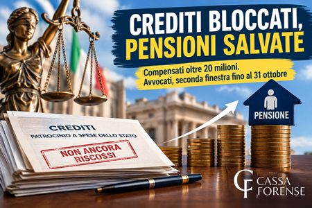 CREDITI DEGLI AVVOCATI BLOCCATI, PENSIONI SALVATE